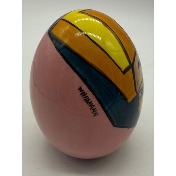 Hand Painted 4” Egg Ceramic Pottery Glazed Costa Rica Signed - Picture 3 of 9